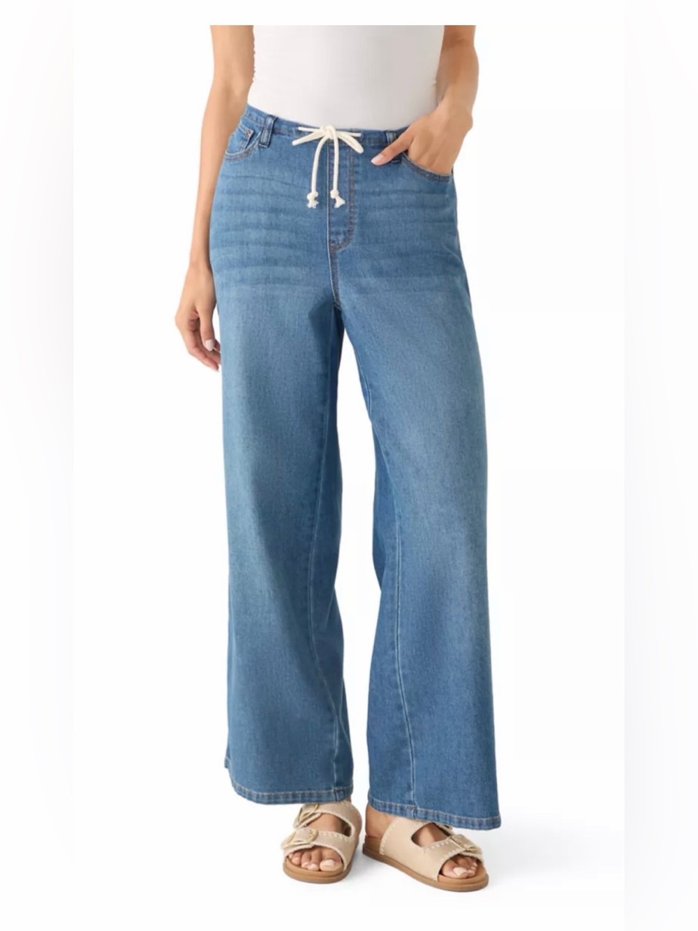 Cozy Denim Pull on Cargo Pants